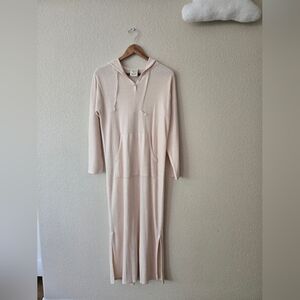 Soft Knit Hoodie Maxi Dress by Hillard & Hanson.A cozy and minimal long hoodie